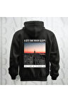 Uyumayan Şehir New York Baskılı Kapüşonlu Oversize Sweatshirt Hoodie Kalın Kumaş 3 İplik Şardonlu