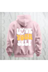 Love Your Self Sırt Baskılı Kapüşonlu Oversize Sweatshirt Hoodie Kalın Kumaş 3 İplik Şardonlu