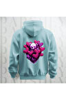 Love Teddy Deseni Baskılı Kapüşonlu Sweatshirt Hoodie Yünlü Kalın Kumaş 3 İplik Şardonlu