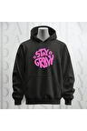 Stay Groovy Göğüs Baskılı Kapüşonlu Unisex Sweatshirt Hoodie Kalın Kumaş 3 İplik Şardonlu