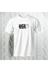 USA Yazı Baskılı Unisex Yarım Kollu Bisiklet Yaka %100 Pamuk Oversize T-shirt