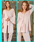 BONE CLUB 5103 PUDRA HAMİLE LOHUSA 3 LÜ PİJAMA SABAHLIK TK