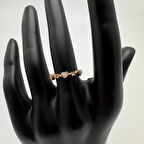 Gold Minimal Beyaz Kalp Detay Yüzük - Gold