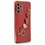 Galaxy A23 Kılıf Parlak Kalpli Bileklik Zincirli Kamera Korumalı Kenarları Gold Renk