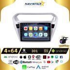 Peugeot 301 4GB + 64GB Kablosuz Carplay 2013-2018 Android 13 Navigasyon Multimedya Sistemi 