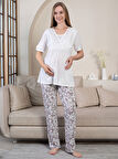 Limissi Kadın Hamile Pijama Takımı M-XXL Beyaz