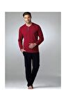 PİERRE CARDİN 5454 Bordo Penye Uzun Kol 4 Mevsimlik Çeyiz Pijama Takımı 