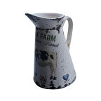 El Yapımı Seramik Sürahi - Milk Farm Temalı İçi Sırlı 2 L
