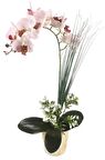 Yapay Çiçek Orkide Seramik Saksıda Açık Pembe Islak Orkide