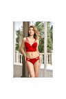 Kadın Kırmızı Büstiyer Destekli Sütyen Takım