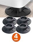 Siyah Titreşim Önleyici Beyaz Eşya Altlığı Ayağı 4 Adet Çamaşır Bulaşık Makinesi Yükseltici 