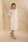 Müslin Gömlek Elbise Krem Bnts-23034