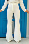 Bel Fermuarlı İspanyolpaça Pantolon 0231 Ekru
