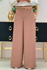 Fermuarlı Kemer Aksesuarlı Pantolon Etek 0125 Taba