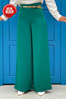 Büyük Beden Fermuarlı Kemer Aksesuarlı Pantolon Etek 0125-1 Zümrüt