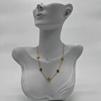 Çelik Gold Yonca Detalı Trend Kolye - Gold