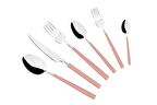 TANTİTONİ 36 PARÇA DUBLIN MAT SİMLİ PEMBE PASLANMAZ ÇELİK ÇATAL BIÇAK KAŞIK TAKIMI