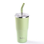 TANTİTONİ YEŞİL 2 KAPAKLI ÇİFT KATMANLI PİPETLİ TERMOS BARDAK 530ML