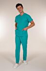 Su Yeşili Erkek Medikal Doktor Hemşire Forma Scrubs Yaka Takım