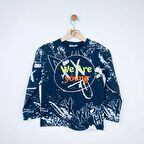 Erkek Çocuk Sweat-Shirt Baskılı Siyah İnce