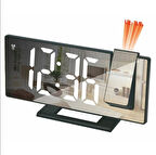 PROJEKSİYONLU AYNALI ÇOK FONKSİYONLU DİJİTAL MASA SAATİ YANSITMALI IŞIKLI SAAT 