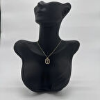 Özel Seri T Harfi Taş Detaylı Gold Kolye - Gold