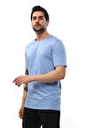 Raru Erkek %100 Pamuklu T-Shirt 0109 Mavi