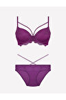 Kadın Desteksiz Ipli Sütyen Külot Takım 4618 - Bordo