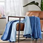 PONPONLU PAMUK BATTANİYE TV 130X170 LACİVERT-MAVİ