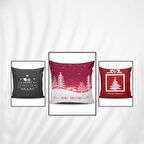 Homeilla Yeni Yıl Temalı 3D Dijital Baskı Kırlent Kılıfı 3 Adet KRLNEW23-1