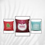 Homeilla Yeni Yıl Temalı 3D Dijital Baskı Kırlent Kılıfı 3 Adet KRLNEW23-2