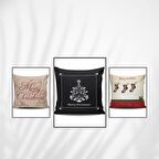 Homeilla Yeni Yıl Temalı 3D Dijital Baskı Kırlent Kılıfı 3 Adet KRLNEW23-5