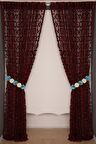 AKÇA TEKSTİL VAKKO ÇİFT RENK BORDO İP PERDE HAZIR DÜĞMELERİ DİKİLMİŞ İP PERDE