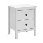Adore Mobilya Rustik 2 Çekmeceli Komodin-Mat Beyaz 46x61x39 cm (GxYxD)