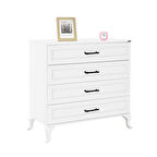 Country 4 Çekmeceli Şifonyer - Mat Lake Beyaz 90x89x45 cm (GxYxD)