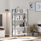 Profile 4 Raflı Kitaplık - Diamond Beyaz/Siyah 73x136x35 cm