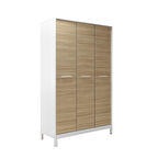 London 3 Kapaklı Gardırop-Meşe-Beyaz 120x202x52 cm (GxYxD)