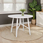 Round Yuvarlak Yemek Masası - Beyaz 110x110x76 cm