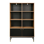 Madrid 6 Bölmeli & Çekmeceli Kitaplık - BüfeCeviz-Siyah 110x40x154.5 cm