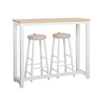 High-Rise 2 Tabureli Yüksek Ayaklı Yemek Masası - Beyaz 120x40x100