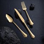 Nehir Fulya Titanyum Gold Full Altın Parlak 89 Parça Kutulu Çatal Bıçak Set