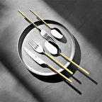 Nehir Gloria Altın Sade 6 Kişilik 36 Parça Çatal Kaşık Bıçak Takımı