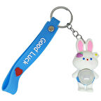Figürlü ve Işıklı Silikon Anahtarlık -  Tavşan - Mavi