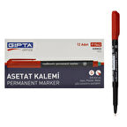 Gıpta Permanent Asetat Kalemi Silgili S Uç 12 Adet Kırmızı F1542