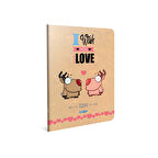 Gıpta Love Tel Dikişli Defter PP Kapak A5 60 Yaprak Kareli 3-6920