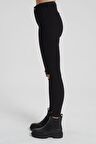 JUDY Siyah Yüksek Bel Dizi Kesikli Skinny Fit Jean Pantolon C 4521-012