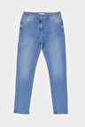 Kadın Sydney Orta Mavi Yüksek Bel Slim Straight  Fermuarlı Jean Pantolon C 4529-038