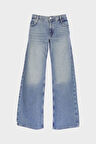 Weslie Açık Mavi Normal Bel Patı Fermuarlı Wideleg Jean Pantolon C 4530-110