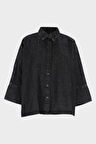 Antrasit Oversize Patı Çıt Çıtlı Taş Detaylı Jean Gömlek C 4538-248