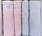 OFELYA A.GRİ-PEMBE BEST SET HAMAM TAKIMI